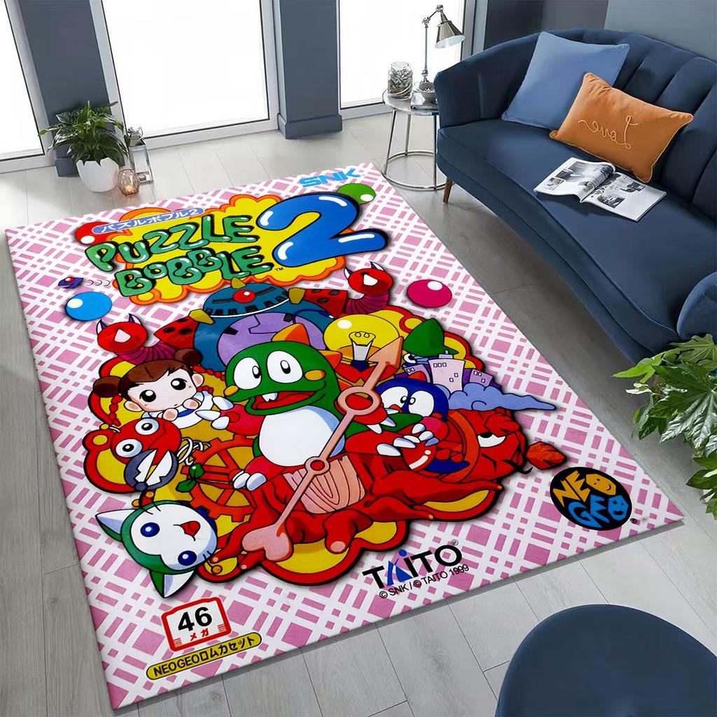 3D Retro Game Bubble Bobble Cartoon Gamer Rug for Bedroom Living Room Sofa Home Doormat Decor, Large Kid Play Non-slip Floor Mat