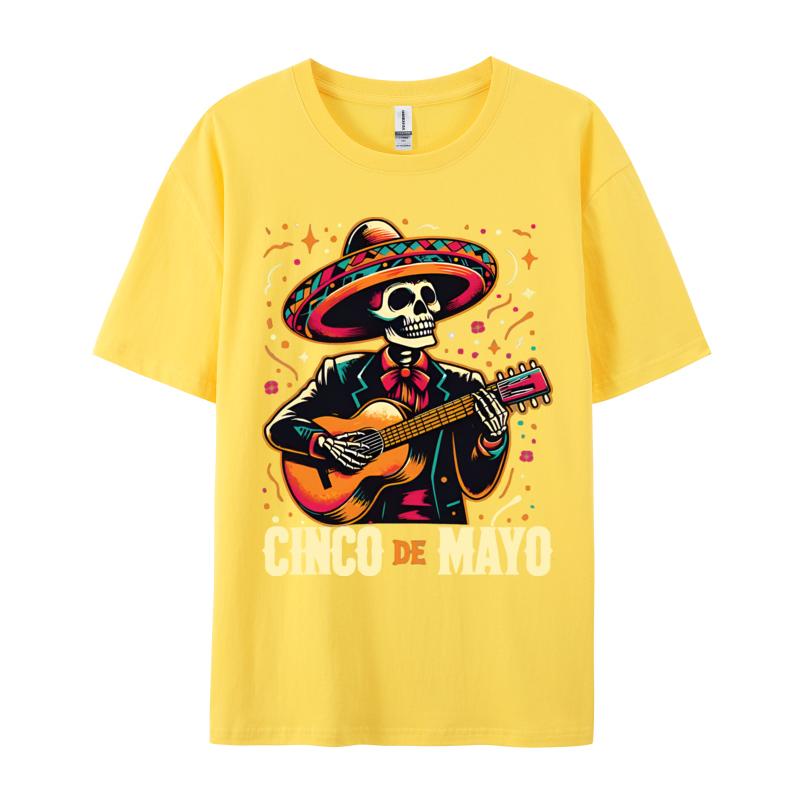 Cinco DeMayo Skeleton Skull Tshirt Funny TShirt T Shirts Slim Fit 3D Cotton Unisexs Tops Tees On Oversized