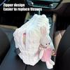 Cute Car Tissue Box Holder Soft Plush Rabbit Hanging Paper Dispenser Universal Auto Seat Back Organizer for Home Car Office