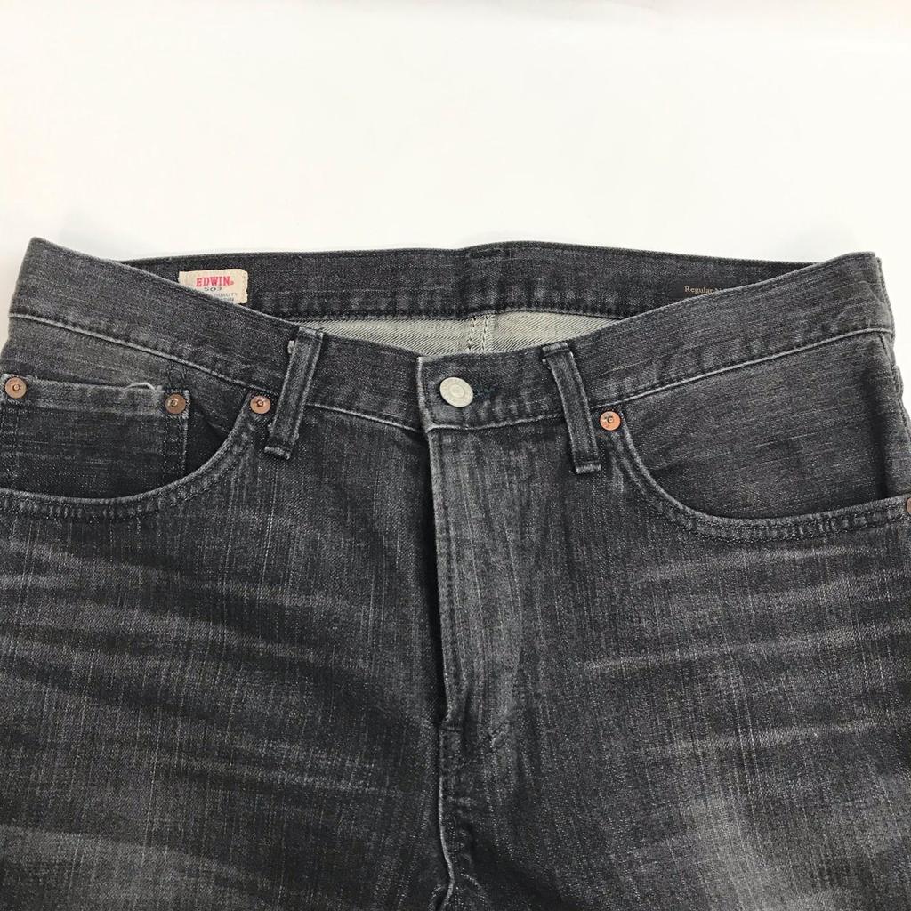 Hergestellt in Japan EDWIN 503 Schwarze Denimhose 32 Herren L Innenbeinlänge 78cm Grau/Schwarz(GEBRAUCHT)