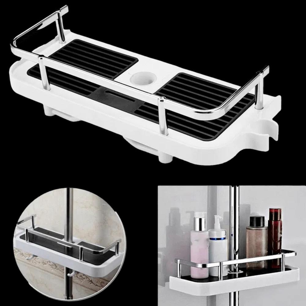 Bathroom Shower Storage Rack Organizer No Drill Lifting Rod Shower Head Holder Shampoo Tray