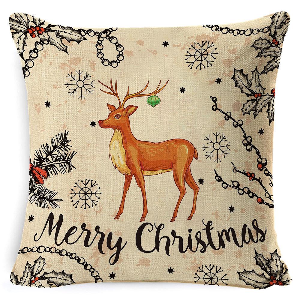 Furniture New Linen Pillow Christmas Pillowcase Sofa Cushion Home Lumbar Pillow
