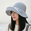 Women's Japanese-Style Striped Fisherman Bucket Hat - Foldable, Long Sun Protection for Large Head Circumference