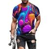 Summer Round Neck Colorful Abstract Pattern 3D Print Top Fashionable Casual Hip Hop Short Sleeved Men's T-shirts