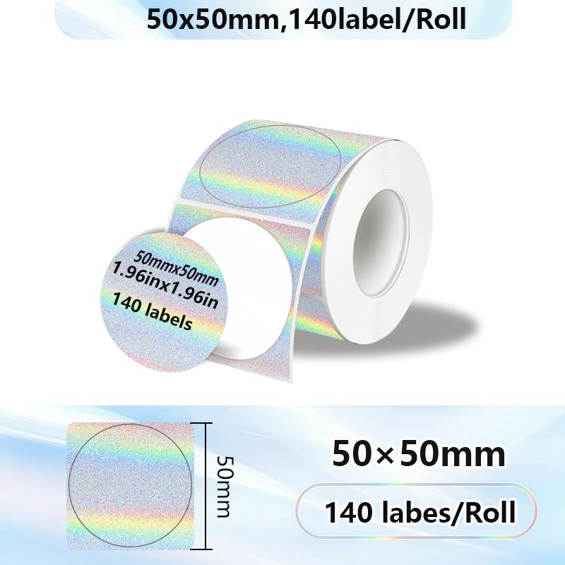 1PK New Holographic Laser Color Transparent Thermal Adhesive Label Roll Suit for Phomemo M110/M200/M120/M220 E210 P50 DETONG P1