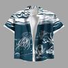 Vacation Style Coconut Tree Printed Short Sleeve Shirt, Loose Lapel Fake Two-Piece Design, Casual Breathable Outfit for Daily Wear and Beach Trips