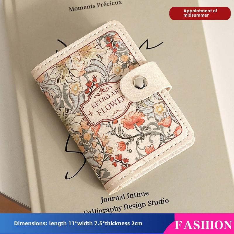 2024 Women's Floral Multi-Slot ID & Bank Card Holder - Retro Oil Painting Design, Large Capacity