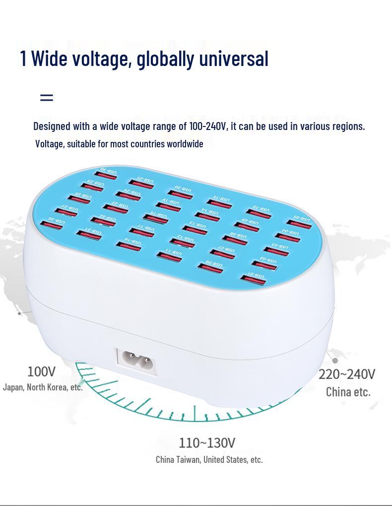 High-Power 160W Multi-Port USB Smart Charger: 30, 24, 18, 12-Port Options