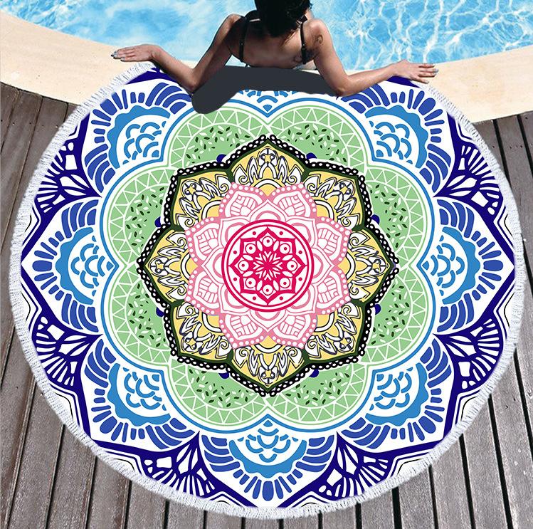 Mikrofaser Marmor Abstraktes Muster Strandtuch Rund Groß Aquarell Treibsand Yoga Handtuch Mit Quaste Strandmatte Decke Abdeckung