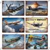 Putuo Decor Fighter Plane Vintage Tin Sign Plaque Metal Plate Retro Posters Wall Art Decoration for Garage Man Cave Pub Bar Club