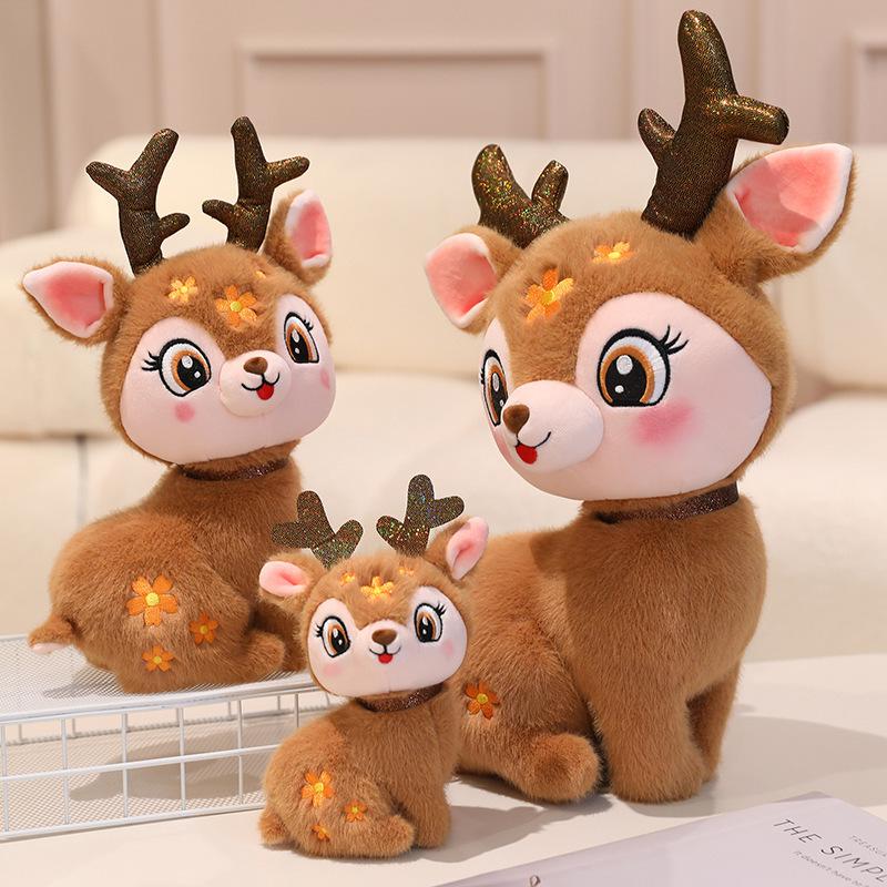 Cute Sika Deer Doll Plush Toy Deer Lying Deer Doll Girls Bag Keychain Children'S Doll