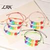 Fashionable Stackable Bracelet Colorful Hearts Bracelet, Handmade Braided Cord String Adjustable Travel Vacation Wrist Accessory Heart Shaped