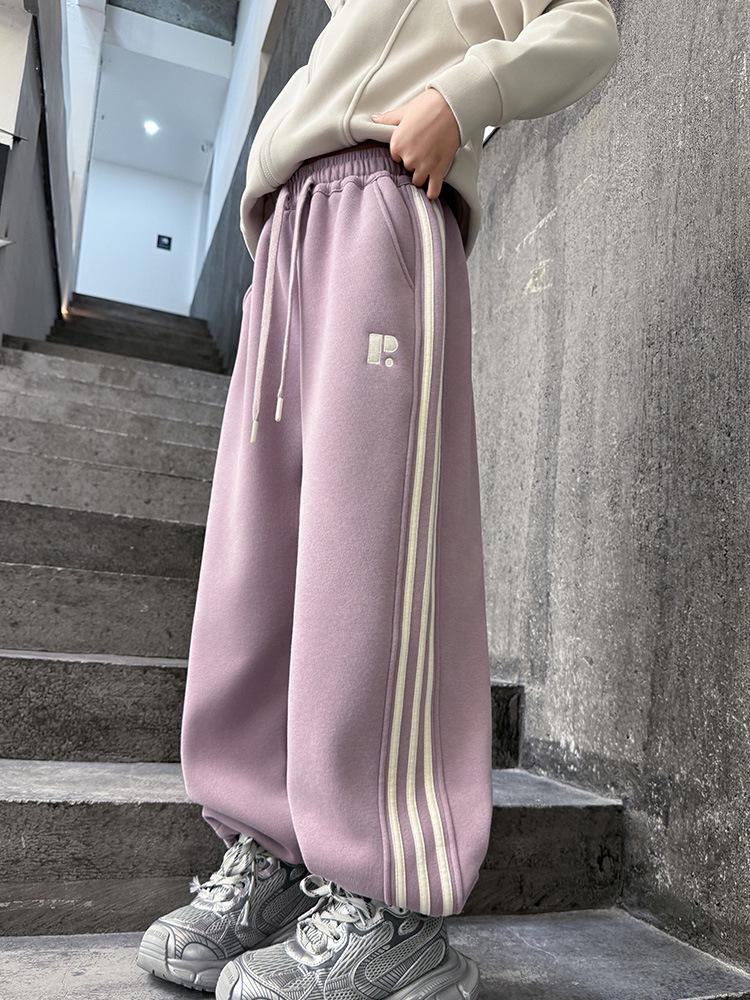Mädchen Fleece-gefütterte Sweatpants - Herbst/Winter 2025, Vielseitig und lässig für mittlere und große Kinder.