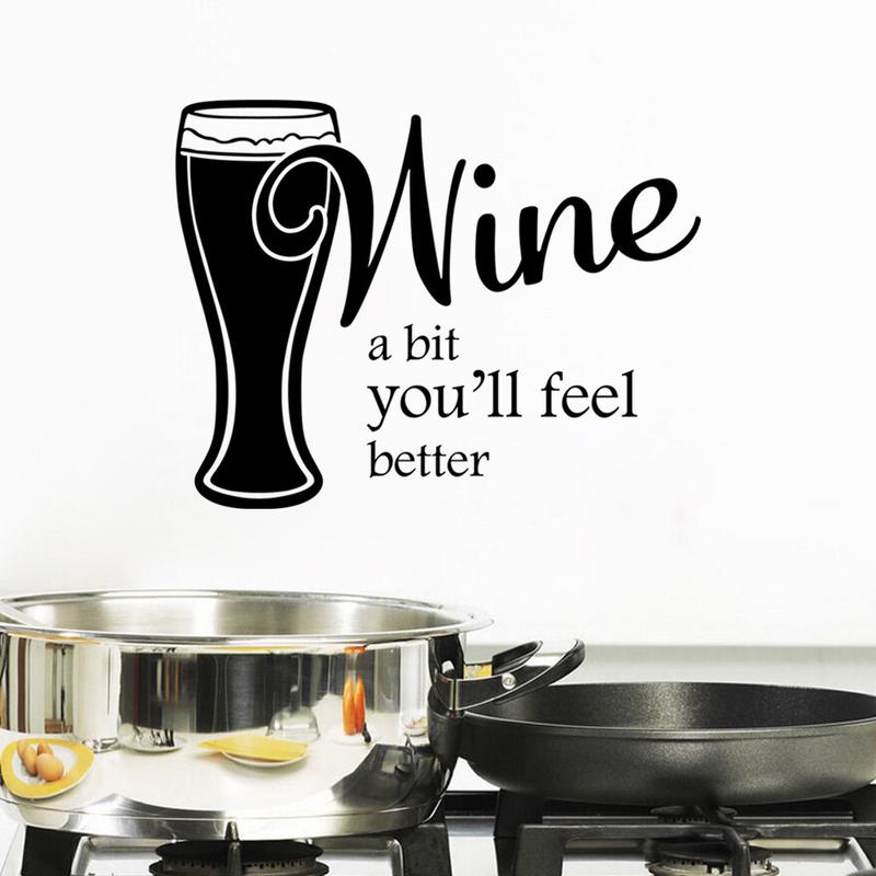 

English Kitchen Restaurant Wall Sticker Wine A Bit Removable Waterproof Sticker 1