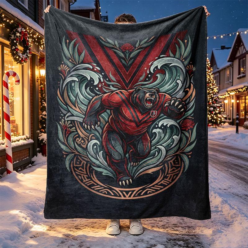 North Sydney Bears Pattern Blanket for Home Decoration, Bed, Sofa, Car Travel, Camping, Suitable for All Seasons, Birthday Christmas Gift