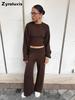 Three-piece Set, Autumn, Knitted Sweater with Loop Neck Camisole High-waisted Wide Leg Pants Suit