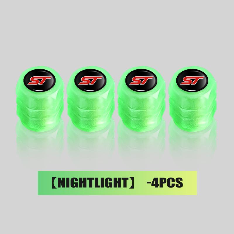 For Ford 4PCS Car Luminous Tire Valve Cap Fluorescent Night Glowing Decoration Escort KA Flex Everest KA Expedition Falcon CVW1