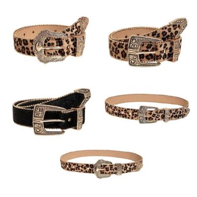 2000s Waistbelt for Women Decorative Belt for Pants Skirt Fashion Leopard Pattern Belt Popular Belt Elegant Buckle Belt