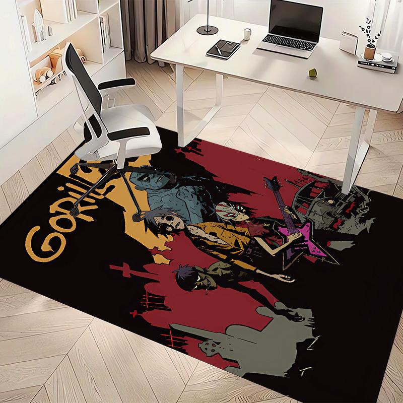 G-Gorillaz band Print Area Rug - Soft, Washable Non-Slip Indoor Mat for Office Chairs, Living Room, Home Office Decorative Rug