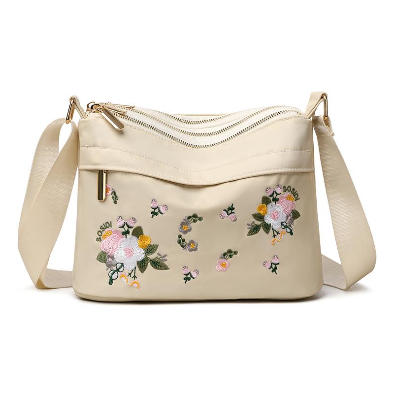 Multi-layer Nylon Large-capacity Women Bag Fashion Embroidery  Lady One-shoulder Crossbody Bag