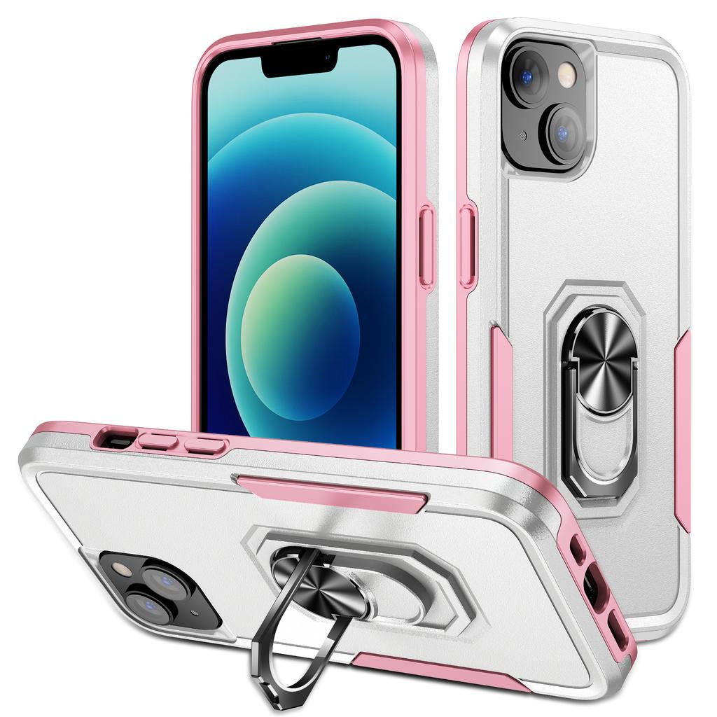 For iPhone 15 PC+TPU Shockproof Cover Anti-fall Phone Case with Ring Kickstand