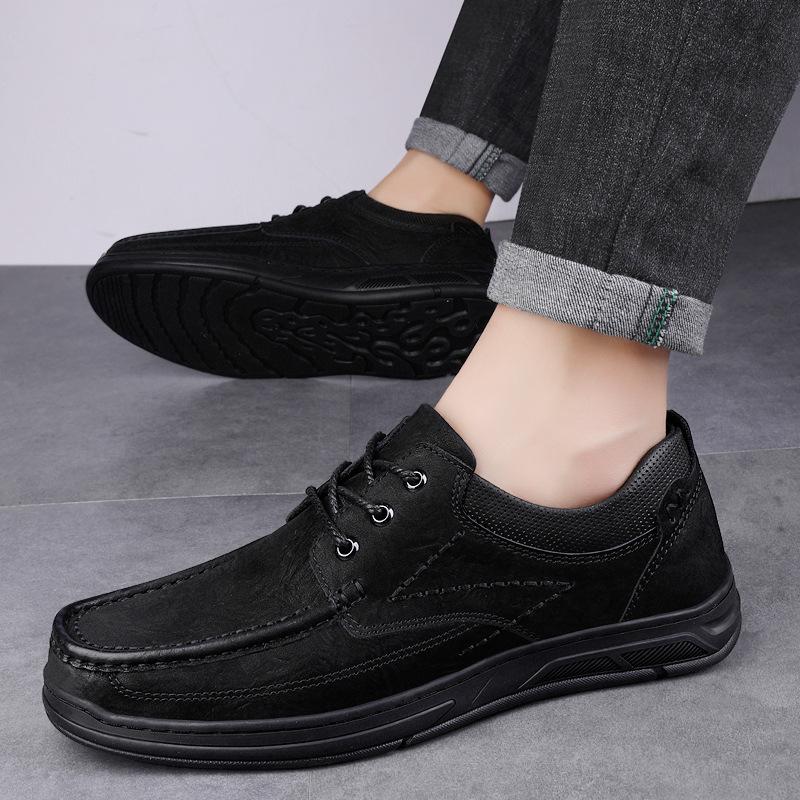 Men's shoes outdoor tooling shoes handmade casual shoes spring and autumn low-top leather matte cowhide leather shoes lace-up shoes