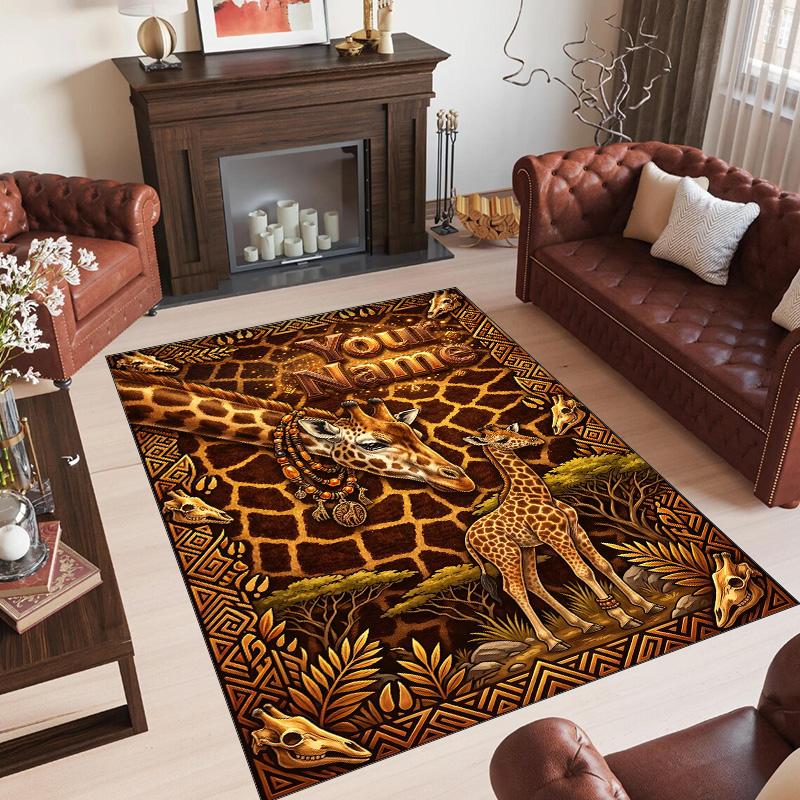 Family Friends Theme Crystal Velvet Rug Personalized Custom Name Text Soft Floor Mat Home Decor