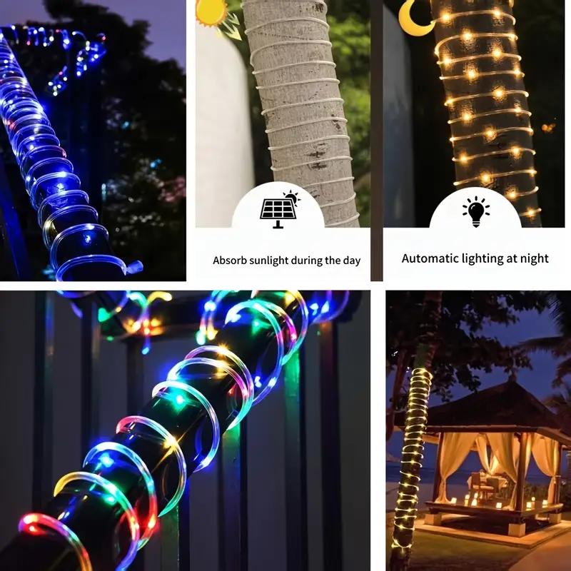 Solar LED Rope Lights Fairy Tube Light String Outdoor Waterproof Lawn Lamps 8 Mode for Home Garden Patio Wedding Roof Decoration