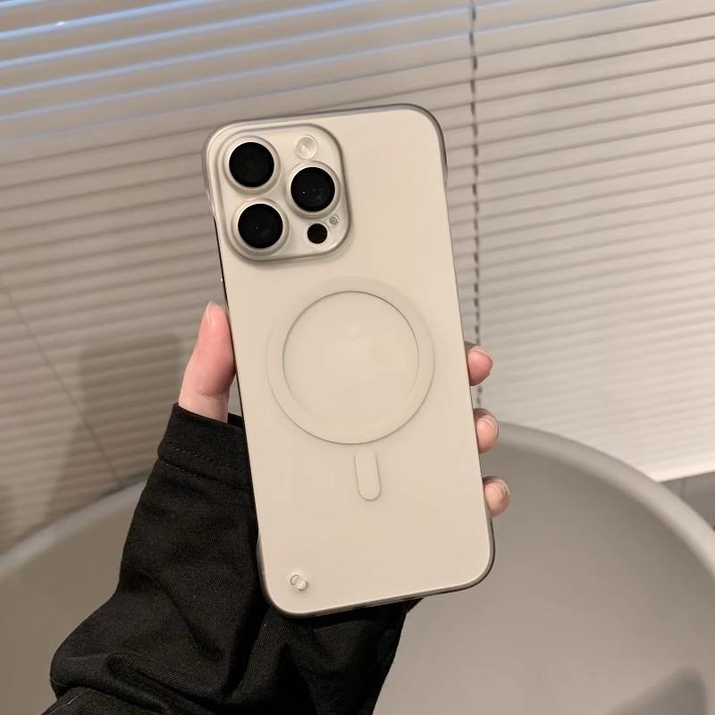 Suitable for Apple 16 Borderless Magnetic Phone Case, Ice Fog Ultra-thin Iphone15ProMax Matte 14 Protective Case