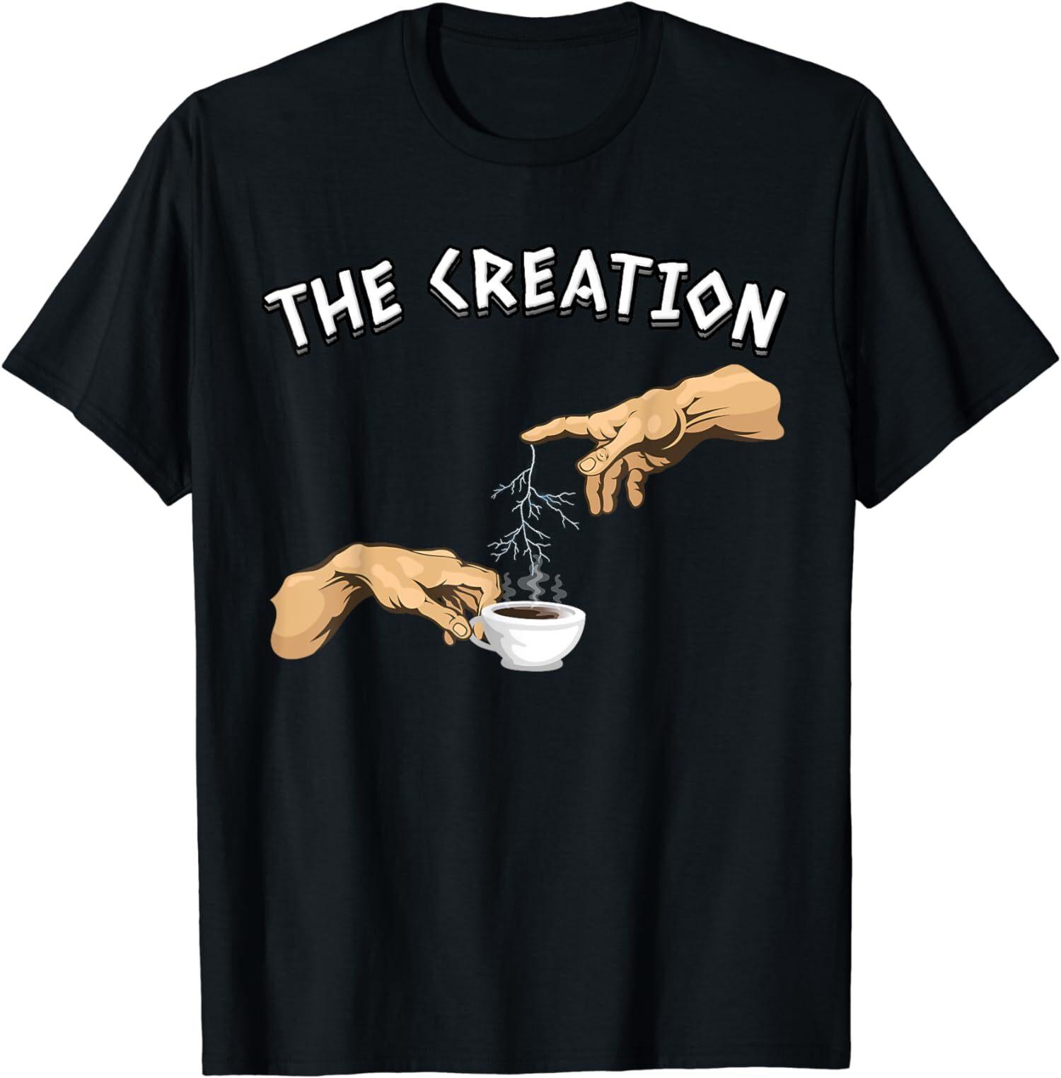 

NEW LIMITED Art Parody The Creation Of Coffee T-Shirt Mens Womens Tees Top Tops Tee M
