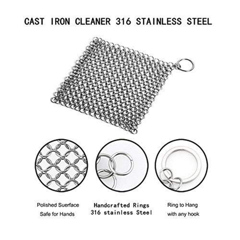 Wok Cleaning Circular Ring Chainmail Cast Iron Cleaner Pan Brush Kitchen Tool Stainless Steel