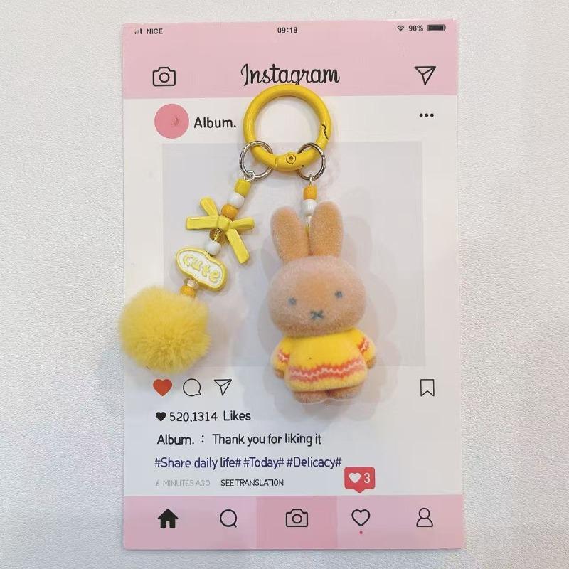 Miffy Cute Creative Fashion Plush Keychain Portable Decorative Rabbit Pendant Anime Bag Kawaii Suitable for Men and Women Gifts