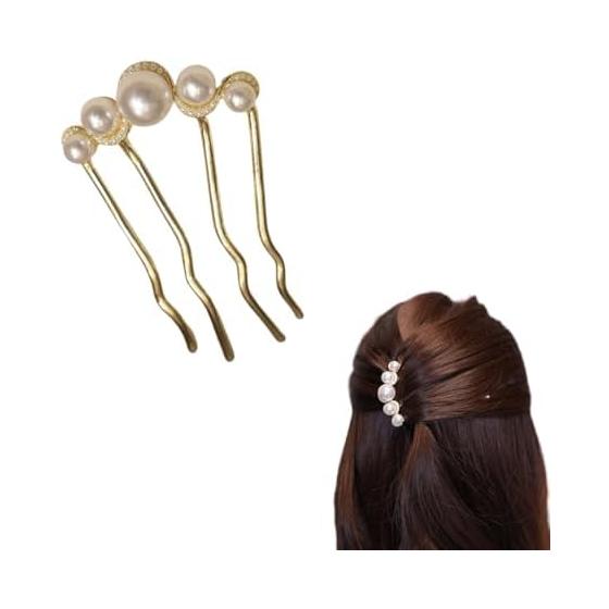 Elegant Rhinestone & Pearl Hair Comb for Updos - Secure Hold, Gentle on Hair, Easy Styling for Weddings, Formal Events, Kimono, Hakama, and More
