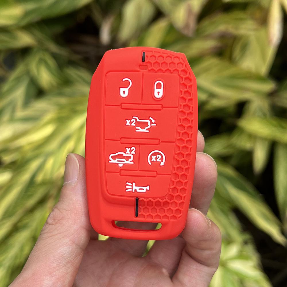 Silicone Car Key Case Remote Cover Shell Keychain Accessories for Dodge Ram 1500 Pickup Limited 2019 2020 2021 2022 2023 2024