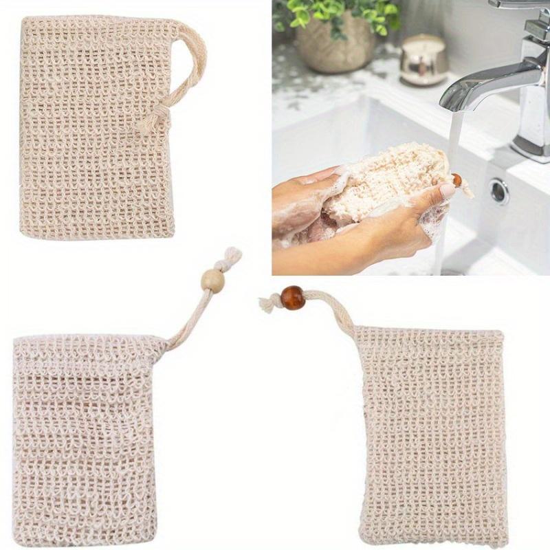 Soap Bag Set Natural Ramie Mesh Exfoliating Double Layer Foam Soap Protection Eco Shower Sponge Bag Loofah Bathroom Essentials