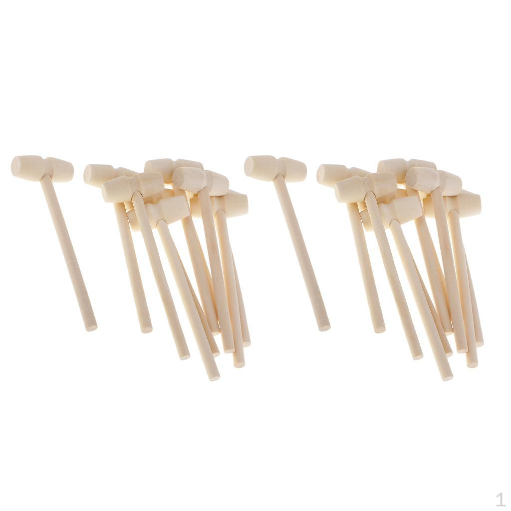 

20x Mini Wooden Mallets Wood Hammer Seafood Kids Dollhouse Supply