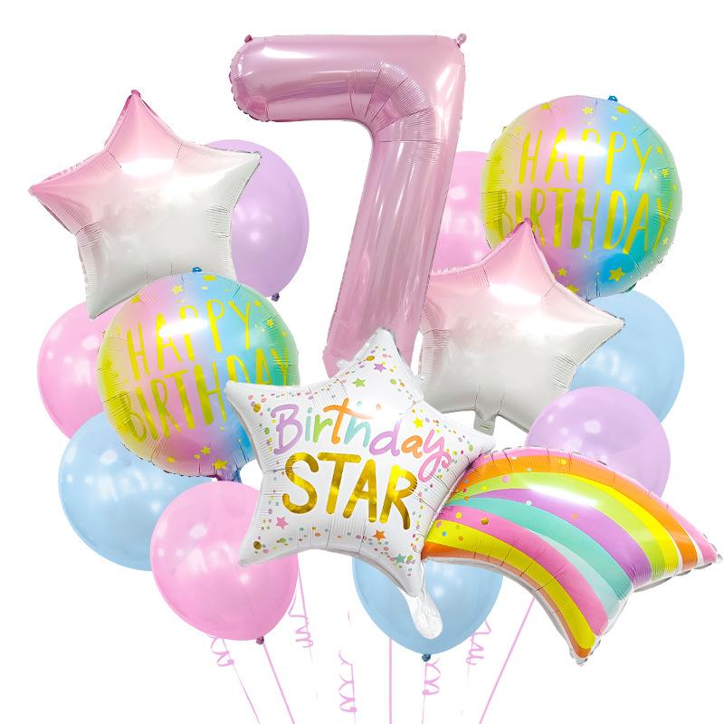 Gradual Change Meteor Color Hui Tail Aluminum Film Balloon Package Birthday Party Dream Scene Arrangement Atmosphere Decoration