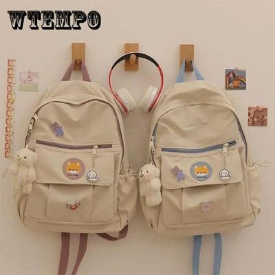 Mochila escolar para colegiala, pequeña y fresca, estilo Harajuku, versátil, de gran capacidad, con un encantador colgante de oso.