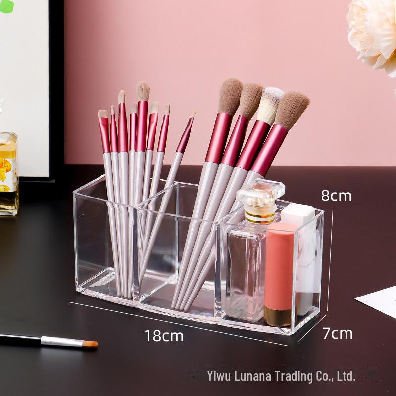 

«Прозрачный пылезащитный футляр для хранения кистей для макияжа и карандашей для бровей» 3 grid/oval прозрачный