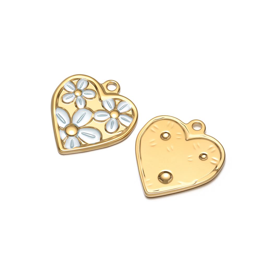 4pcs Stainless Steel Daisy Enamel Flower Hearts Charms for DIY Girls Jewelry Findings Women Necklace Pendants Earrings Making
