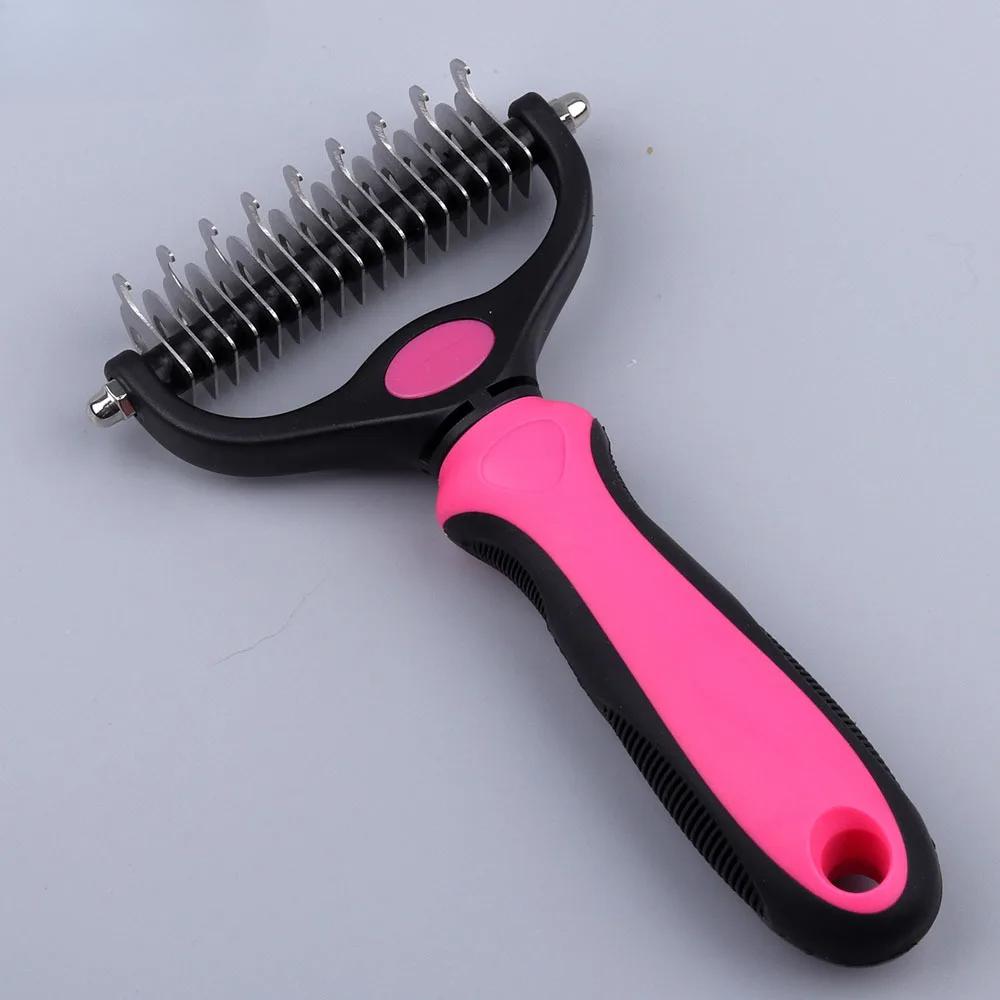 Pet Fur Knot Cutter Dog Grooming Shedding Tools Double Side Cat Hair Removal Comb Brush Long Curly Hair Cleaner Comb Pet Product