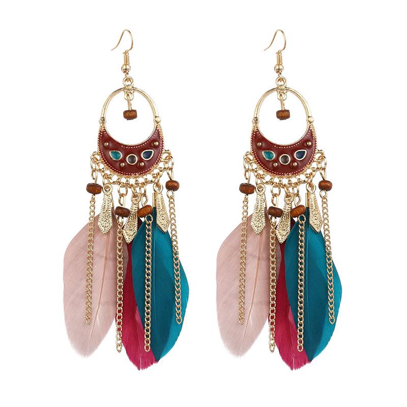 Bohemian Long Tassel Feather Earrings - Trendy Douyin-Inspired Design for Women