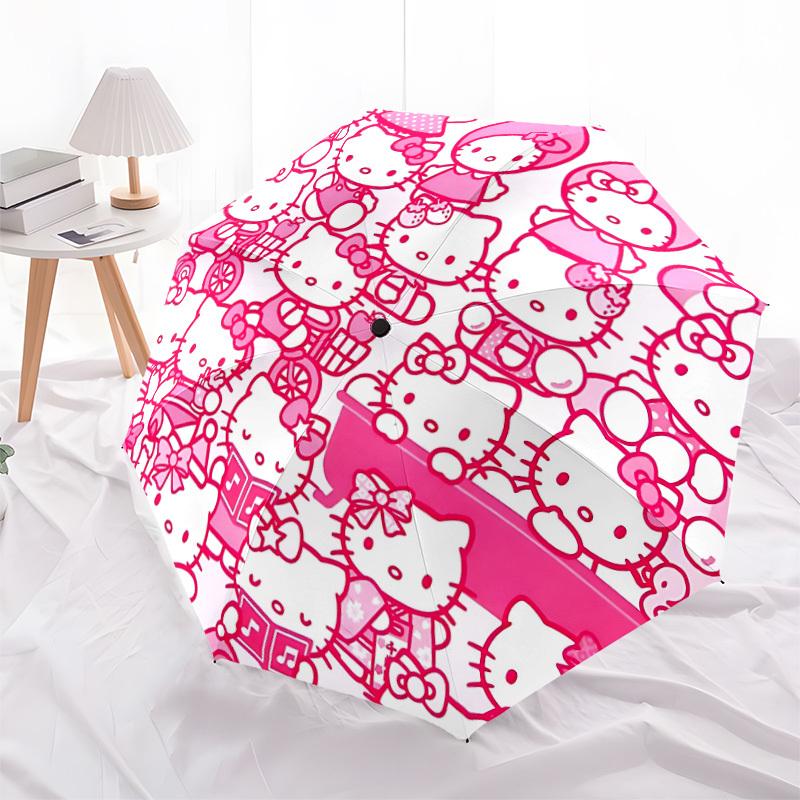 1pc Hello Kitty Automatic Open/close Umbrella, Portable Travel Umbrella, Everyday Use - Outdoor Accessory, Artistic Pattern, Compact Design, Fashion L
