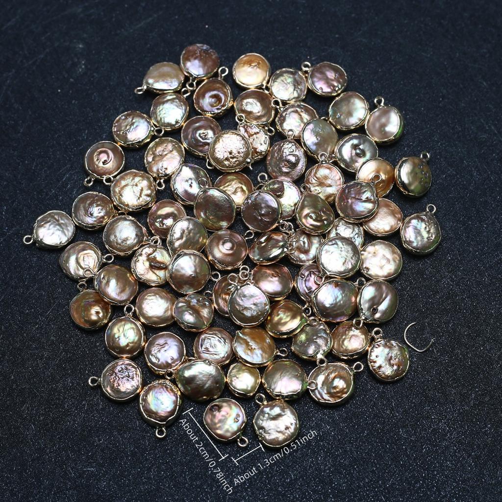 1/3/5Pcs Golden Artificial Pearl Baroque Pendant, Bohemian Round Charms for DIY Necklace Hanging Decorative Accessories, Jewelry Making Holiday Gifts