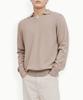 Gold Percent Viscose Soft Cozy Collar Knit (Beige, Men)