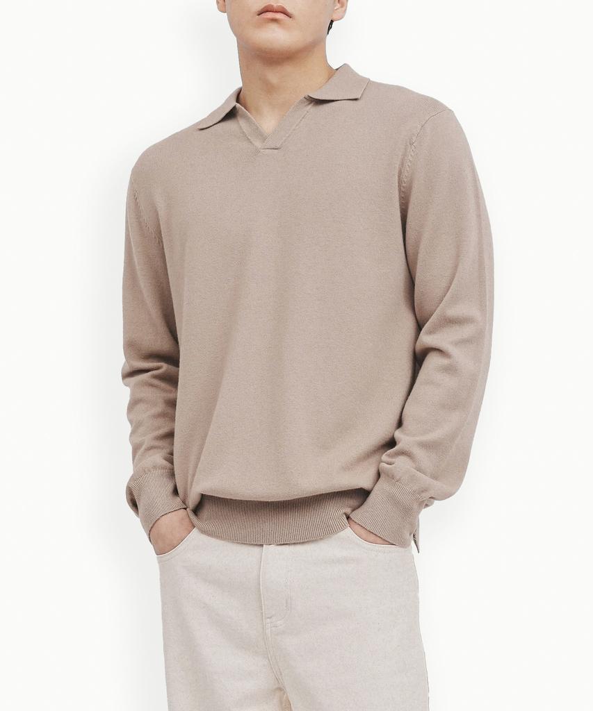GOLDPERCENT Viscose Soft Cozy Collar Knit (Beige, Men)