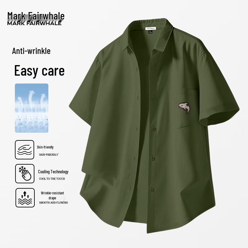 

MARK FAIRWHALE Men s Casual Short Sleeve Wrinkle-Resistant Shirt XL