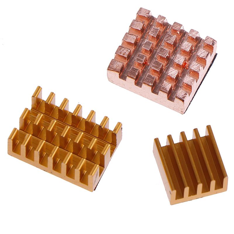 3Pcs/Set Raspberry Pi 4B Copper Cooling Pad Heatsink Radiator Cooling Kit