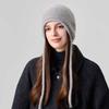 Strap ear protectors knitted hat for women, thickened warm bag head wool hat in autumn and winter, retro pullover cold hat