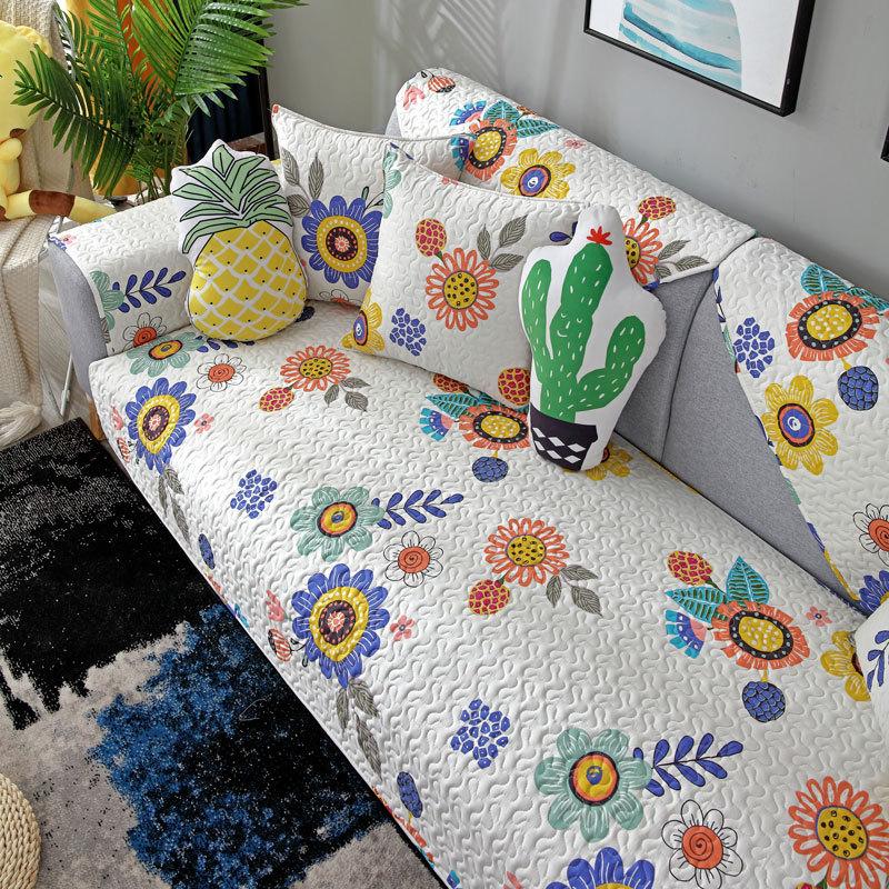 Pure Cotton Is Universal In All Seasons, Small Fresh Sofa Cushion, Non-Slip Cartoon Fabric, Modern Simple Living Room Cover, All-Inclusive Hair